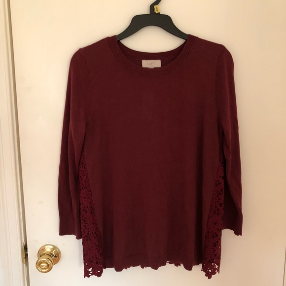 Maroon Floral Lace Sweater - Picture 4 of 4